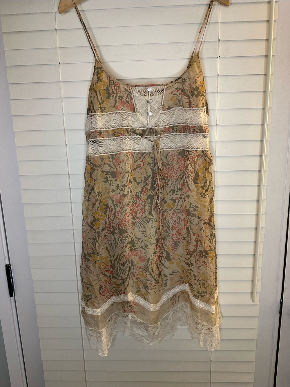Johnny Was for Love and Liberty Sheer Floral mini dress with Lace Trim